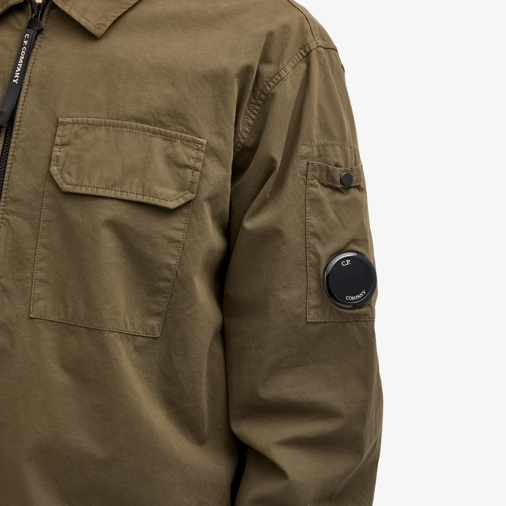 CP Company Men's Gabardine Zipped Shirt Ivy Green
